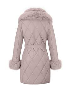 Jachetă de exterior Risissida pentru femei, palton matlasat minimalist, potrivit pentru toamnă - Caisă - Vizualizare 3