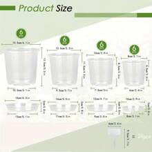 24 Pack 6/5/4/3-Inch Transparent Nursery Flowerpot Set (Flowerpot+Drain+Plant Marker Card), Transparent Plant Flowerpot, Plant Plastic Nursery Flowerpot, Seed Starting Flowerpot (3+4+5+6 Inches) Suitable For Various Plant Types And Growth Stages. Each Flowerpot Is Equipped With A Drainage Tray And A Plant Label Card For Easy Organization. Transparent Plastic Design Allows You To Easily Monitor Root Health And Soil Moisture - Clear - View 10