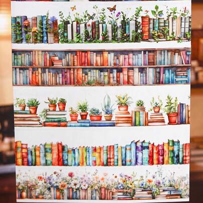 have a good day 1 卷 2M 阅读主题和纸胶带，复古创意美学贴纸，DIY 装饰剪贴簿工艺品材料，节日礼物，个性化剪贴簿学校文具，学校用品，返校