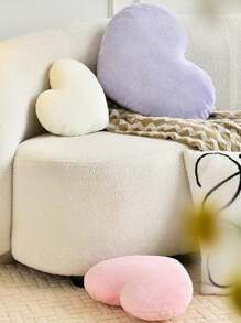 1pc枕头心形枕头可爱毛绒枕头床客厅家居装饰垫装饰美学睡前枕头适合沙发客厅床卧室 - 粉色 - 查看 4