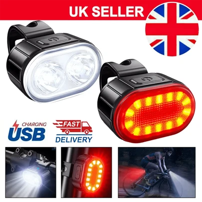 NetHong Bike Light Set Super Bright USB Rechargeable Bicycle Lights Waterproof Mountain