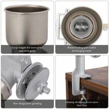 Hand Crank Grinder For Home Use - Manual Coffee Bean Grinder, Multi-Grain Mill For Corn And Peanuts, Home Use Hand Cranking Operation Grain Grinder Silver, - Silver - View 5