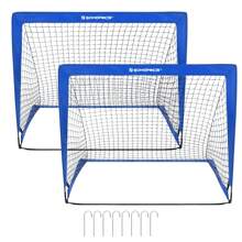 SONGMICS Set Of 2 Football Goal Foldable Football Net Quick Set Up Garden Classes Fiberglass Frame Oxford Polyester, Blue - Blue - View 5