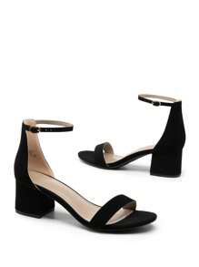 Women Low Heel Pump Sandals Open Toe Dress Shoes Ankle Strap Chunky Block Heeled Sandals, For Prom, Party, Wedding - màu đen - Xem 7