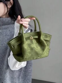 新款天鹅绒饺子手提包，小众设计，优雅迷你手提包，时尚街头潮流，轻巧，适合通勤，腕带，简约百搭单肩斜挎包，奢华女包