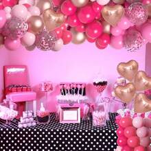 133pcs Rose Pink Balloon Wreath Decoration Set With 10-Inch Rose Gold Heart Shaped Foil Balloons, Ideal For Wedding, Valentine's Day, Bachelorette Party, Anniversary Celebration