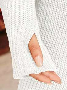 Women's Fall Mini Dress Long Sleeve Turtleneck Solid Color Knitted Dress Casual Sweater Dress