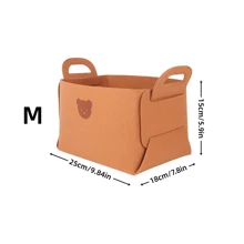 Bear Shaped Felt Desktop Storage Basket, Foldable Organizer Bin For Snacks, Toys, Cosmetics