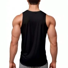 Dry Fit UV Tank Top Men's Gym Training T-Shirt RMSUP09 - 黑色 - 查看 2