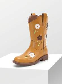 Girls Cowgirl Boots Kids Mid Calf Western Boots Riding Shoes For Toddler/Little Kid/Big Kid - Camel - View 4