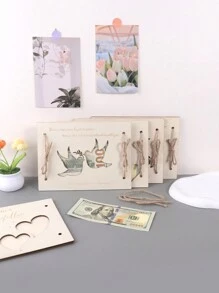 1 szt. Drewniany pusty wydrukowany drewniany klips do deski, ręcznie robione ozdoby stołowe do przechowywania pieniędzy, kreatywne prezenty z drewna na przyjęcie, klips do deski do przechowywania pieniędzy