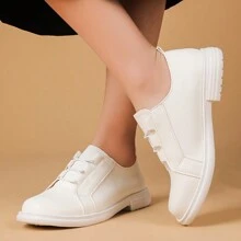 Women's Casual Wide Toe Leather Shoes, Versatile Sneakers, Spring/Autumn New Arrival Wide Width Women Lady Casual White Shoes - White - View 5