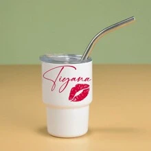 个性化定制名字迷你水瓶/饮料杯，情侣/情人节礼物，浓缩咖啡杯，时尚嘴唇、皇冠、心形设计，DIY