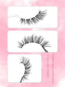 7对Asiteo蓬松轻盈猫眼假睫毛，自然迷人，日常佩戴，透明杆仿貂毛睫毛，柔软卷翘