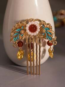 1pc Hairpin Insert Comb Tassel Hairpin Step Shake Hairpin Chinese Style Headwear Accessories,Ladies' Daily Party Accessories, Fashionable Jewelry, Best Friend Gifts. Combs For Hair Side Comb, School Stuff, Wedding, Hair Accessories - Gold - View 5