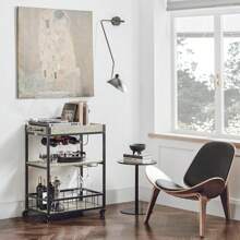 SoBuy FKW56-HG, Modern Design 3 Tiers Kitchen Trolley Serving Trolley With Wine Rack Metal & MDF - Grey - View 3