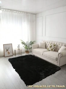 升级版 D35 高回弹泡沫黑色毛绒矩形地毯，适合客厅家居装饰 - 黑色 - 查看 17