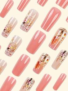 Y2K Cập nhật diện mạo của bạn 24 chiếc đầu móng tay giả hình quan tài 3D cỡ trung siêu bóng ấn vào móng tay acrylic màu hồng thời trang chuyển màu hình học sọc họa tiết hoa làm đẹp phong cách đơn giản móng tay giả làm móng tay giả cho phụ nữ bộ nghệ thuật làm móng tay phong cách ngọt ngào, dễ thương, tối giản và thanh lịch với miếng dán móng chân giả có thể tháo rời thích hợp cho trang phục ngày lễ, tiệc tùng, bạn bè, hẹn hò, trang phục hàng ngày đồ dùng làm móng - Màu Hồng baby - Xem 2