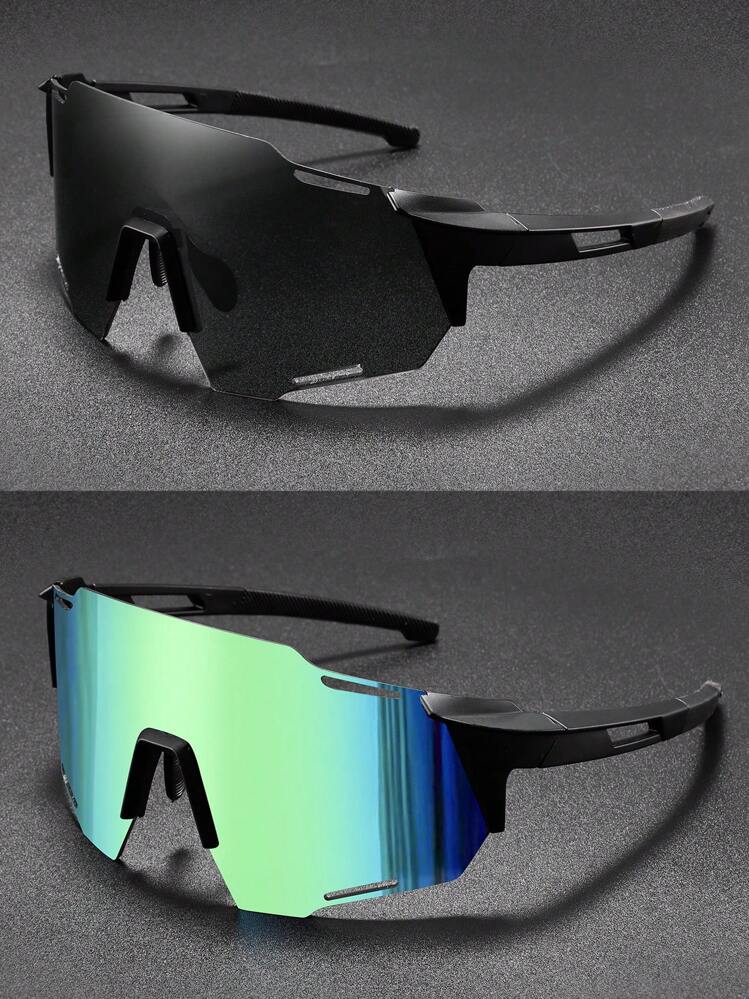 2pcs Men's Outdoor Sports Riding Climbing Running Fashion Sports Glasses, Wrap-Around Single Lens Protective Goggles Easy Comfort Casual Outfits Outdoor Cycling Glasses For Summer Beach Vacation,Outdoor,Travel - A-multicolor - View 10