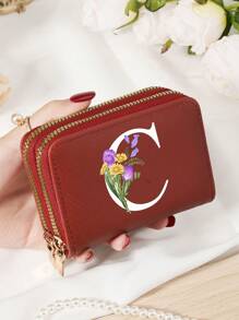 Burgundy Bag Charry Red Bag Wine Red Bag Large Capacity Multi Double Zipper Card Holder Wallet Business Card Holder Credit Card Holder Women For Women Wallet Mini Wallet Purse Wallet Card Wallet - Burgundy - View 52