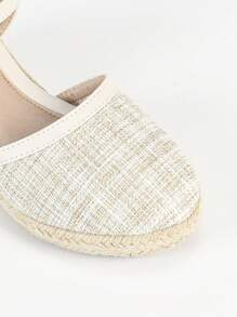 Sandalias de cuña de alpargata de encaje para mujeres, sandalias de plataforma de verano de punta cerrada, de tacón alto y trenzadas, elegantes y versátiles