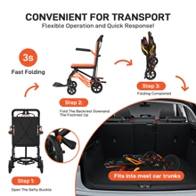 ShiningLove Super Lightweight Transport Wheelchair With Safety Lock,220 Lbs Capacity,Portable Folding Chair For Travel And Going Out - Black - View 6