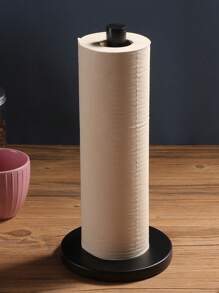 Matte Black /Gold Paper Towel Holder Countertop, Kitchen Paper Roll Holder Stand With Weighted Base Heavy For Standard Or Gaint Rolls Stainless Steel Matte Black Gold Paper Towel Holder Free-Standing Kitchen Roll Holder - Black - View 5