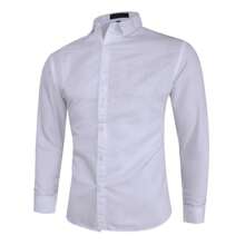 Camisa Hombre Corte Pegado Strech Casual Vestir Combinada - Blanco - Ver 1
