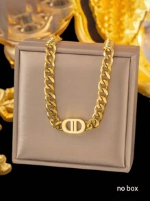 不锈钢时尚项链 + 手链首饰套装，多功能设计适合日常佩戴或送礼 - 金黃色 - 查看 11