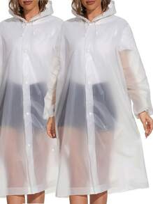 2/5pcs Women's Waterproof EVA Raincoats - Windproof, Portable Waterproof Poncho, Raincoat - Long Sleeve, Hooded, Lightweight, Breathable, Windproof - Full Coverage With Drawstring For Hiking, Cycling & Travel And Outdoor Activities- Suitable For Rainy Days & Outdoor Activities - Perfect Gift For Adventurers