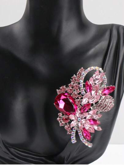 1pc Luxury Fashion Women Shiny Rhinestone Brooch Lady Crystal Suit Coat Corsages