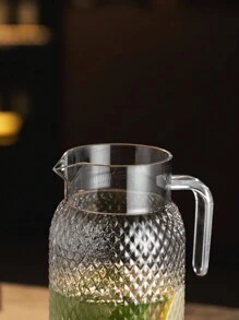 1 pièce Pichet en acrylique, bouteille de jus transparente en acrylique rayée. Pot à lait, à jus glacé avec couvercle, bouteille d'eau froide pour jus fait maison, thé, limonade