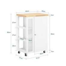 SoBuy Troli dapur 1 pintu dan 3 rak kayu kaca warna putih - Putih - View 2