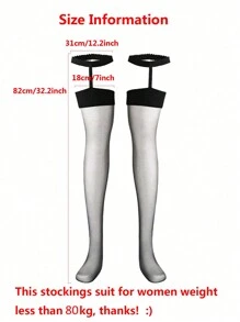 1 Pair Women Lace Hollow Over-The-Knee Socks With Garter, Sexy For Party, Banquet, And Nightclub