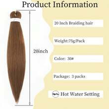 1/3/7 包编织头发预拉伸 20/26/30 英寸预拉伸无结 Kanekalon 头发长直合成盒状辫子 Yaki 纹理热水定型接发，30# - 摩卡棕 - 查看 2