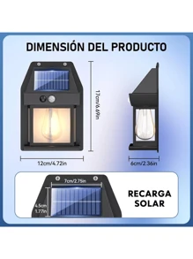 Paquete de 2 luces de pared solares impermeables para jardín - Negro - Ver 2