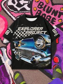 男式印花落肩短袖 T 恤 - 彩色 - 查看 4