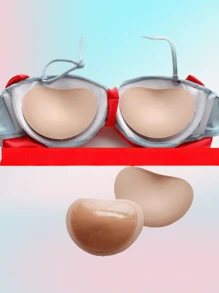 1 Pair Bikini Padded Push-Up Bra Inserts For Swimsuit, Thick Breathable Foam Cups - Beige - View 2