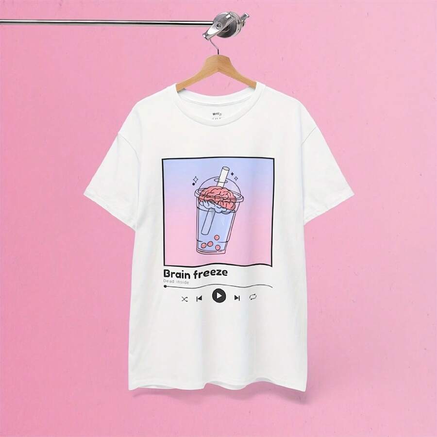 Pastel Goth Brain Freeze T-Shirt  Pastel Goth, Creepy Cute Shirt, Aesthetic Shirt, Harajuku Clothing, Kawa Shirt, Bubble Tea Shirt - White - View 1