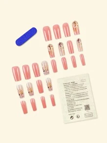 Y2K Cập nhật diện mạo của bạn 24 chiếc đầu móng tay giả hình quan tài 3D cỡ trung siêu bóng ấn vào móng tay acrylic màu hồng thời trang chuyển màu hình học sọc họa tiết hoa làm đẹp phong cách đơn giản móng tay giả làm móng tay giả cho phụ nữ bộ nghệ thuật làm móng tay phong cách ngọt ngào, dễ thương, tối giản và thanh lịch với miếng dán móng chân giả có thể tháo rời thích hợp cho trang phục ngày lễ, tiệc tùng, bạn bè, hẹn hò, trang phục hàng ngày đồ dùng làm móng - Màu Hồng baby - Xem 3