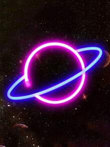 1个带挂钩的LED外星人/火箭/行星霓虹灯，可壁挂，USB和电池供电，土星霓虹灯，适用于儿童房、卧室、墙面、派对、宿舍、游戏室、婚礼装饰，也是送给朋友或孩子的绝佳生日礼物 - 白色 - 查看 14