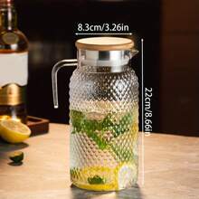 1 pièce Pichet en acrylique, bouteille de jus transparente en acrylique rayée. Pot à lait, à jus glacé avec couvercle, bouteille d'eau froide pour jus fait maison, thé, limonade
