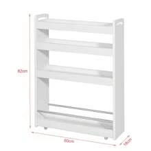 SoBuy NSR01-W Carro Multiuso con Ruedas,Carrito,4 bandejas,L60 x P18 x H82 cm Blanco,ES Carrito Baño Estrecho Carrinho Auxiliar Com Rodas Organizador Compacto para Cozinha Prateleira de Madeira Com Rodas Carrinho de Serviço Com Mueble Baño Estrecho Muebles Estrechos Baño Armario Baño Estrecho Armario Estrecho Baño Armário de Casa de Banho Estreito Portarrollos de Papel Higiénico de Pie Almacenamiento de Rollos de Papel Higiénico delgado Armario para Rollos de Papel Higiénico delgado Portarrollos de Papel Higiénico delgado de Pie Almacenamiento de Rollos de Papel Higiénico Estrecho Armario para Rollos de Papel Higiénico Estrecho Portarrollos de Papel Higiénico Estrecho de Pie Almacenamiento de Rollos de Papel Higiénico Compacto Armario para Rollos de Papel Higiénico Compacto Muebles de Cocina Marrón estilo nórdico, estilo sencillo 60x18.5x81 cm - Blanco - Ver 2
