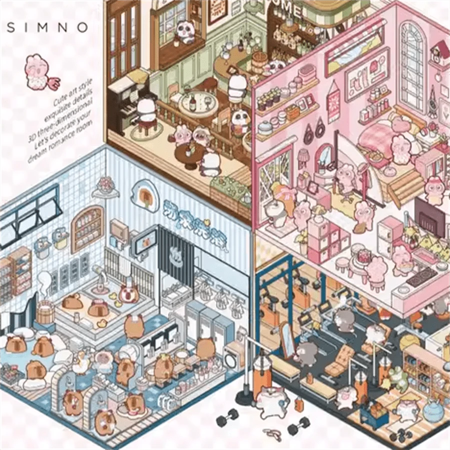 Série de Adesivos para Paisagismo de Armazenamento Miniatura, Jogo de Paisagismo de Cozinha Pequena, Adesivos Decorativos 3D Criativos, Presente de Artesanato DIY e Diário, Sem Necessidade de Corte, Presente para Festa de Natal