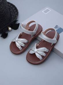 Fashionable Flat Open Toe Sandals - Comfortable, Soft, Super Fiber PU Hook And Loop, Suitable For Outdoor Activities - Silver - View 5