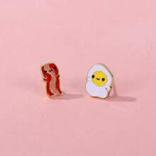 Egg And Bacon Earrings Enamel Daily Jewelry Ear Stud Gift For Friends Fashion Refinement - Multicolor - View 3