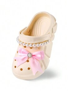 HOEASE 1 Paar Mädchen Mode leichte atmungsaktive Lässig Slip-On Gartenscuhe, weiche elastische EVA Laufsohle, geeignet für Innen- und Außenbereich, ganzjährig