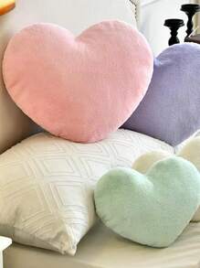 1pc枕头心形枕头可爱毛绒枕头床客厅家居装饰垫装饰美学睡前枕头适合沙发客厅床卧室 - 粉色 - 查看 1