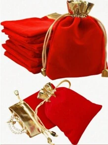 10 piezas de Bolsas de terciopelo con cordón, adecuadas para joyería, regalos de boda, recuerdos preciados, fiesta de cumpleaños, inauguración de la casa, promoción, Día de San Valentín, Año Nuevo 2025, Bolsas de terciopelo con cordón, Bolsas de terciopelo para joyería, Adecuadas para bolsas de regalo rojas de boda, recuerdos de fiesta, suministros festivos