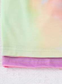 2pcs/Set Girls Casual Cartoon Printed Short Sleeve V-Neck Knee-Length Dress For Summer - Multicolor - View 5